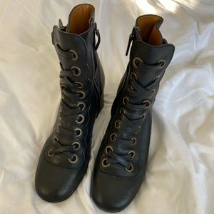 Chloe combat heeled booties